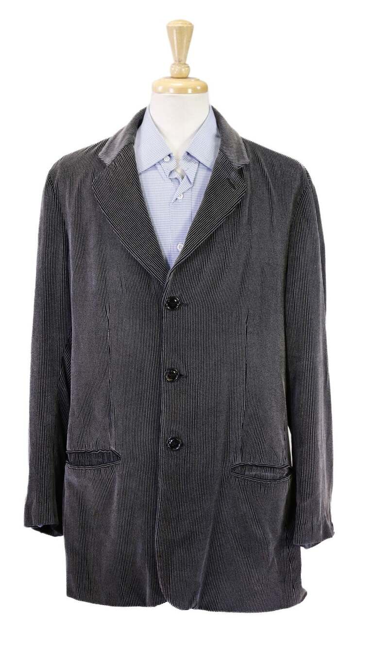 Armani Collezioni Black Corduroy Silk Smoking Robe Blazer Jacket 44
